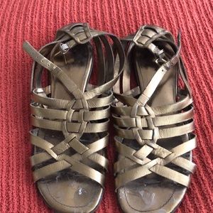 Gold metallic gladiator flat sandals